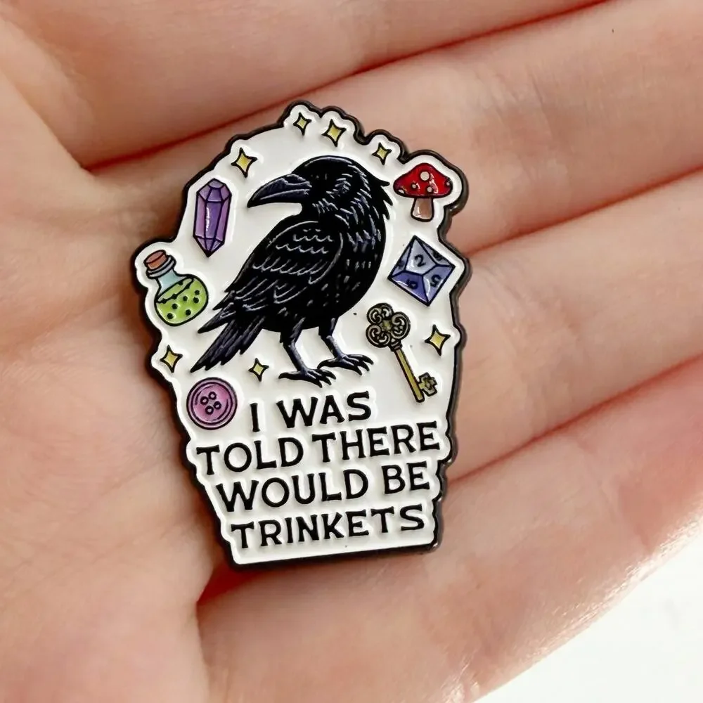 Raven Enamel Pin Witchy Gothic Trinkets Magic Mushroom Potion D&D